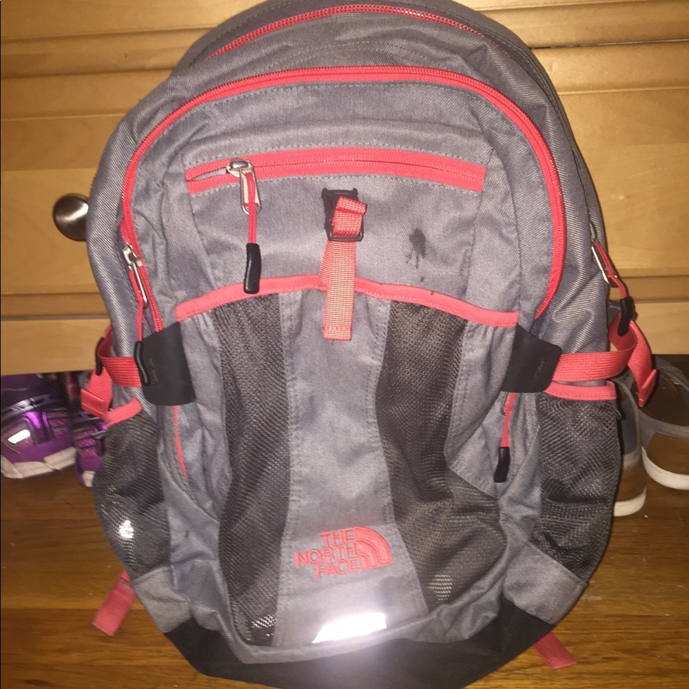 North Face Pink and gray backpack